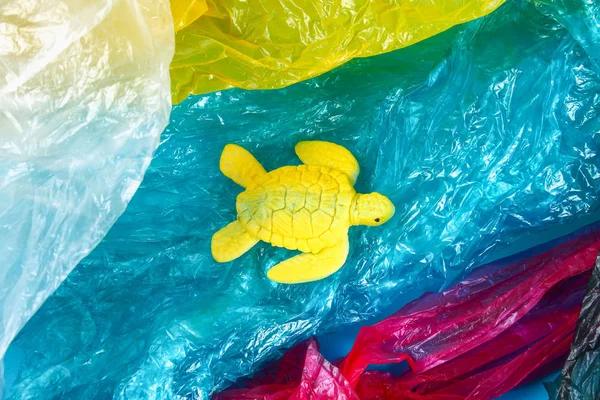 Plastic pollution in ocean problem. Sea Turtle plastic bag. Ecological situation. Zero waste