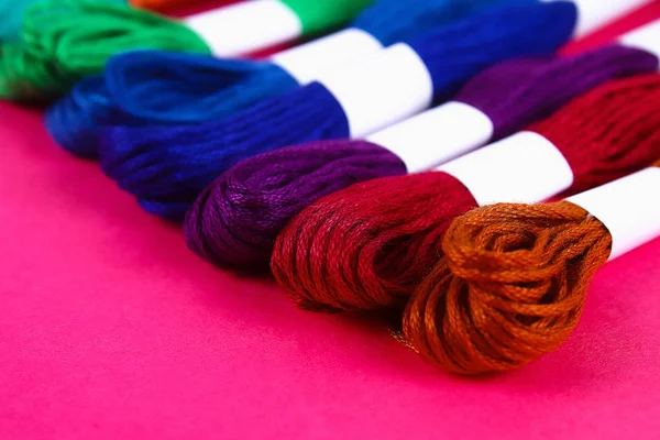 Mouline. Multicolored thread for embroidery. Colorful thread for embroidery. Threads of a moulin.