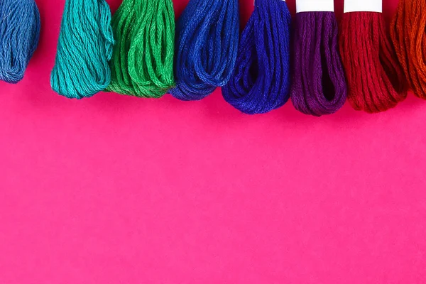 Mouline. Multicolored thread for embroidery. Colorful thread for embroidery. Threads of a moulin.