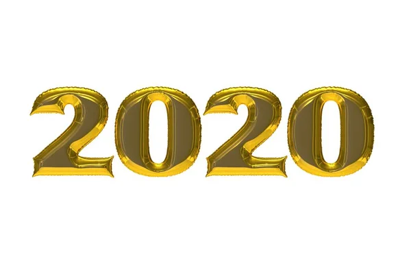 Золотые надувные фигуры 2020 года. Воздушные шары. Новый год. 3D рендеринг, иллюстрация . — стоковое фото