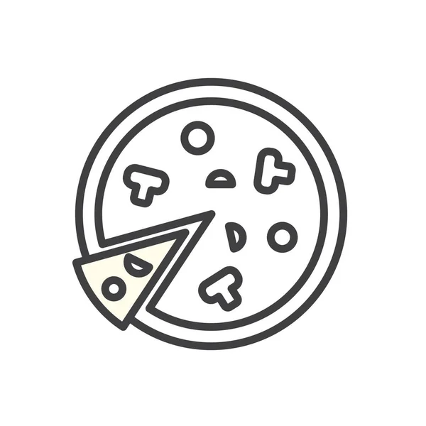 Icon Pizza Estilo Plano Isolado Sobre Fundo Branco Silhueta Comida — Vetor de Stock