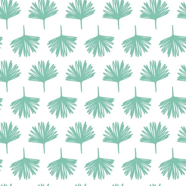 Padrão de folhas de palma tropical no fundo branco. Tecido desenhado à mão, envoltório do presente, design de arte da parede . —  Vetores de Stock