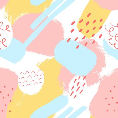 Handdrawn pastel sorunsuz arka plan. Kumaşlar, duvar kağıdı için şık vektör tasarımı. Evrensel kart, pastel renkler. Retro tasarım, moda sanat. Vektör çizim