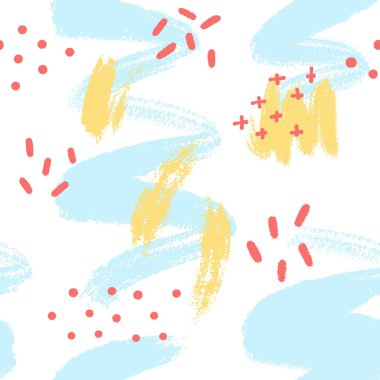 Vektör sorunsuz pastel arka plan handdrawn dokular, memphis tarzı ile. Şık tasarım kaydırma kumaş, duvar kağıdı, için. Vektör çizim