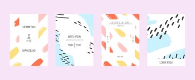 Vektör pastel arka plan elle çizilmiş dokular, memphis tarzı ile. Şık vektör tasarımı için kaydırma kumaş, duvar kağıdı,.