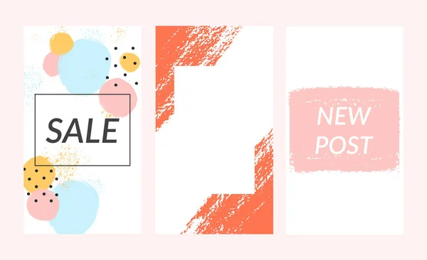 Conjunto de historias de Instagram venta banner fondo, plantilla de Instagram. Color pastel . — Vector de stock