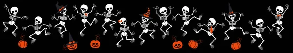 Conjunto Esqueletos Para Halloween — Vector de stock