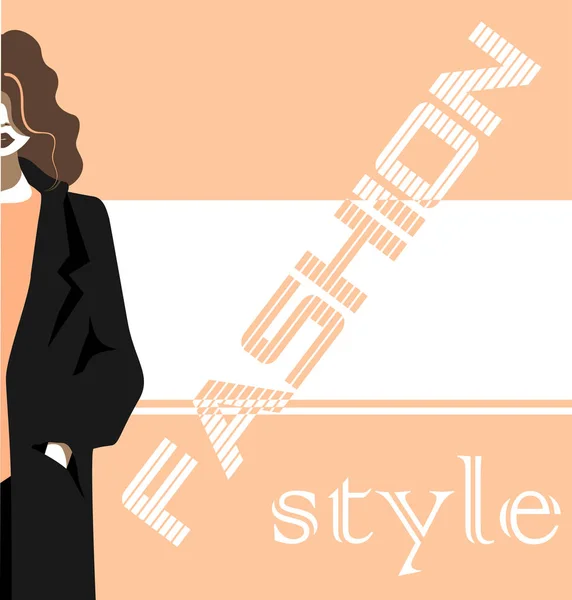 Egy Lány Egy Kabátot Kép Tervezés — Stock Vector