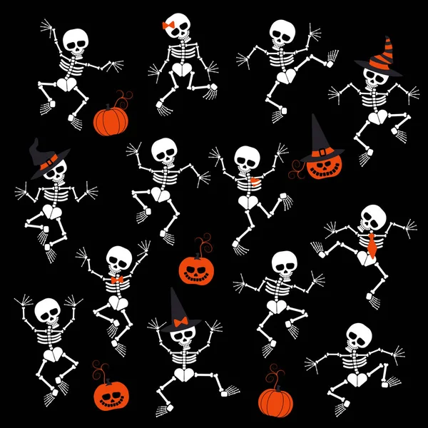 Ensemble Squelettes Pour Halloween Vecteurs De Stock Libres De Droits