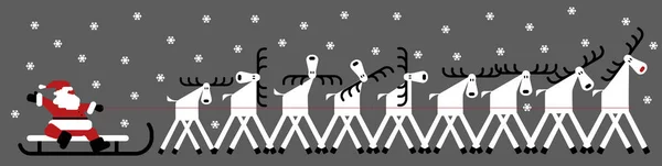 Santa Claus Deer Harness Christmas Greetings — Stock Vector