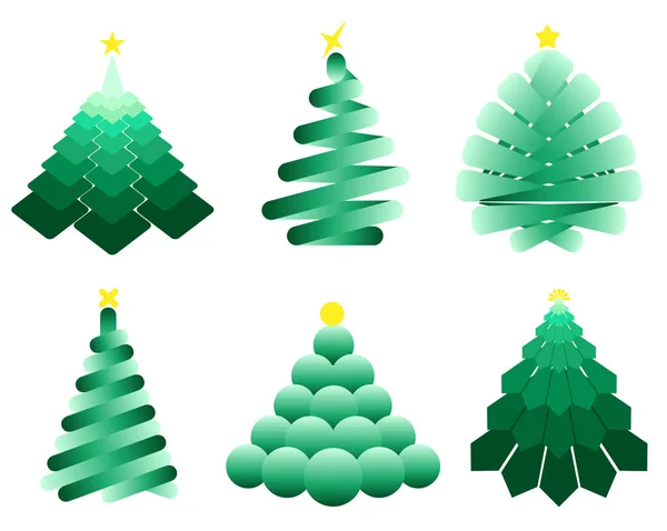 Conjunto Imágenes Geométricas Árboles Navidad Elemento Para Diseño — Archivo Imágenes Vectoriales
