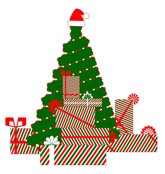 Baum Weihnachten Geschenke Image Für Design — Stockvektor