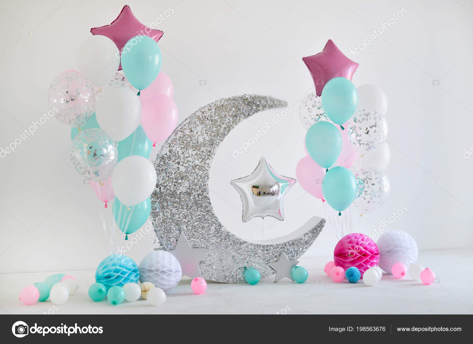 Decorations Holiday Party Birthday Party Decorations Lot Balloons Best  Decorations Stock Photo by ©annikel 198563676