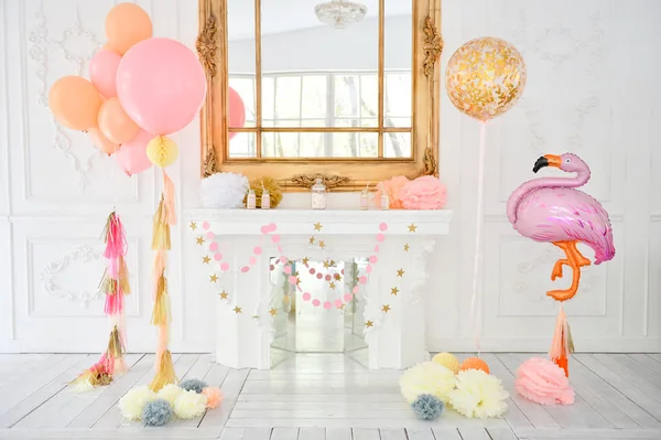Decorations for holiday party. Birthday party decorations. A lot of balloons. Best decorations ideas.