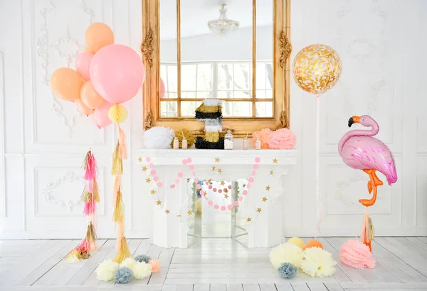 Decorations for holiday party. Birthday party decorations. A lot of balloons. Best decorations ideas.