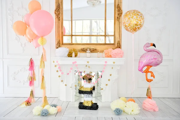 Decorations for holiday party. Birthday party decorations. A lot of balloons. Best decorations ideas.