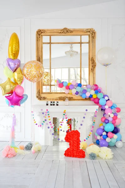 Decorations for holiday party. Birthday party decorations. A lot of balloons. Best decorations ideas.