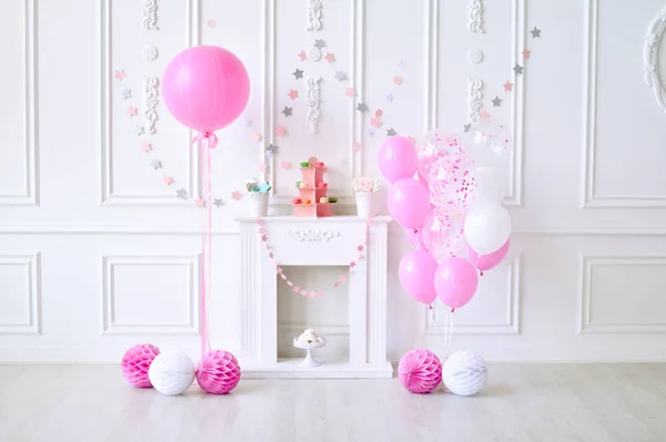 Aniversário Crianças Decorações Para Festa Férias Aniversário Menina Lote Balões — Fotografia de Stock