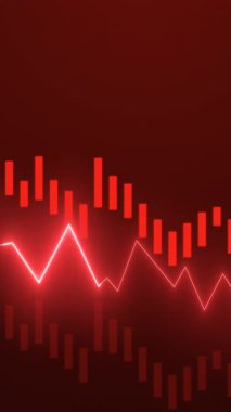 Piyasa krizi veya kayıp ile ilgili sosyal medya hikayeleri için ideal, parlayan çizgileri olan dijital bir finansal grafiğin dramatik dikey grafiği.