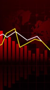 Bir dünya haritasında dijital bar grafiğinin cesur bir dikey grafiği, küresel pazar eğilimleri ve ekonomi raporları hakkında sosyal medya içeriği için mükemmel.