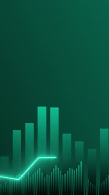 Bir bar grafiği ve yükselen bir çizgi içeren temiz ve profesyonel bir dikey grafik, ticari başarı ve büyüme hakkında sosyal medya hikayeleri için harika.