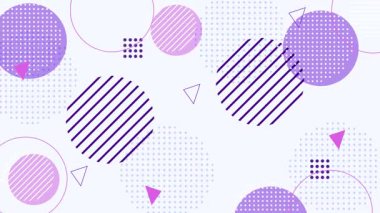 Soyut daireler, üçgenler ve çizgiler içeren eğlenceli ve zarif bir döngü hareketi grafiği..