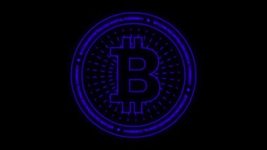 Parlayan Bitcoin sembolünü içeren profesyonel ve canlı bir döngü hareketi, kripto para, finans ve engelleme zinciri videoları için idealdir.