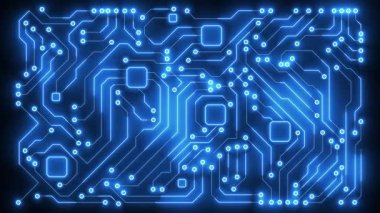 Parlayan ışıkları olan, teknoloji, bilgisayar ve elektronik videolar için ideal dijital devre kartı içeren profesyonel ve parlak bir hareketli grafiktir..