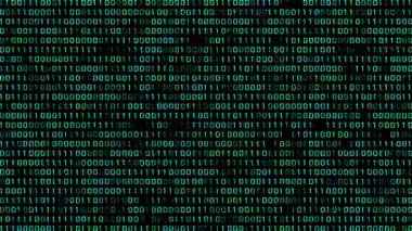 Klasik yeşil ikili kodlu temiz ve basit bir döngü grafiği bir ekrandan aşağı dökülüyor, teknoloji, kodlama veya veri görselleştirmesi için harika..
