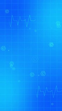 Mavi bir sağlık sisteminin dikey animasyonu kalp atışı çizgisi, sağlık, sağlık ve biyoteknoloji projeleri için mükemmel..