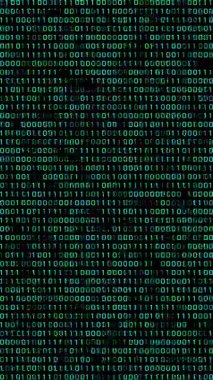 Akan yeşil ikili kod matrisinin dikey animasyonu, gelecekle ilgili, yüksek teknoloji ve veri ile ilgili projeler için idealdir..