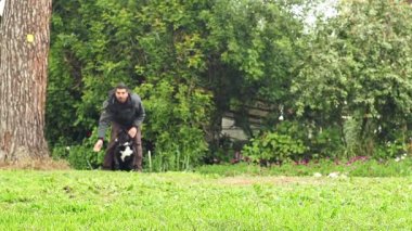 Süper ağır çekim bir tenis topu yakalamak bir zenci köpek