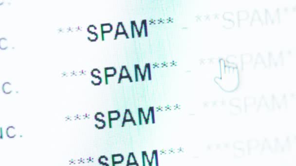 Przewijanie w skrzynki odbiorczej poczty e-mail pełne spam messeges — Wideo stockowe