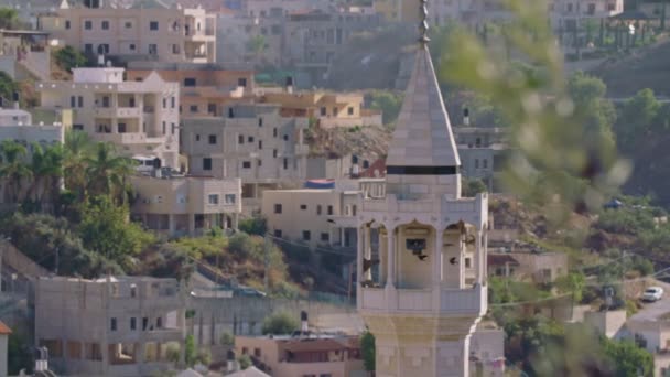 Stora islamiska moskén med i en muslimsk arab stad — Stockvideo