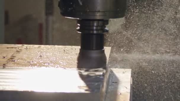 Machining process - CNC mill manufacturing an advanced metal part — Stock Video