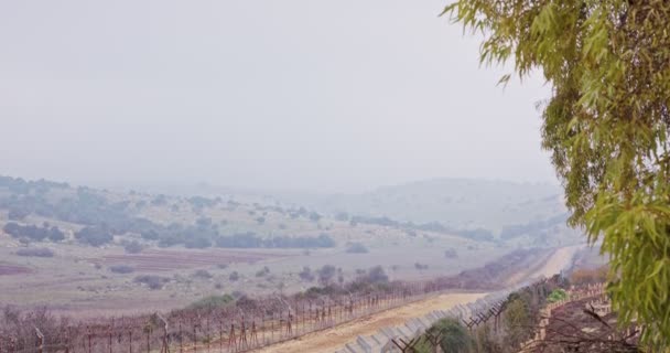 Cerca de fronteira entre Israel e o Líbano. arame farpado e cerca eletrônica . — Vídeo de Stock