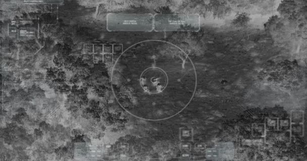 Drone avec caméra de vision nocturne thermique vue de soldats marchant pendant la guerre — Video