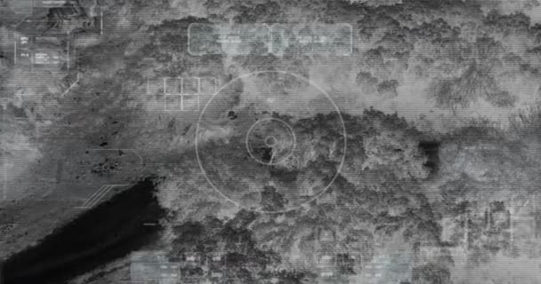 Drone z termowizyjnym widokiem nocy terrorystów z zoomu kamery — Wideo stockowe