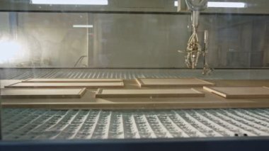 Bir mobilya üretim tesisinde otomatik ahşap boyama robotu