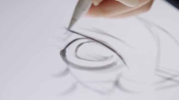 Nahaufnahme eines digitalen Stiftzeichnungs-Kunstwerks auf einem Grafik-Tablet — Stockvideo