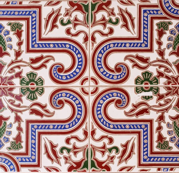 Detail Ubin Tradisional Dari Fasad Rumah Tua Tiles Valencian Ubin — Stok Foto