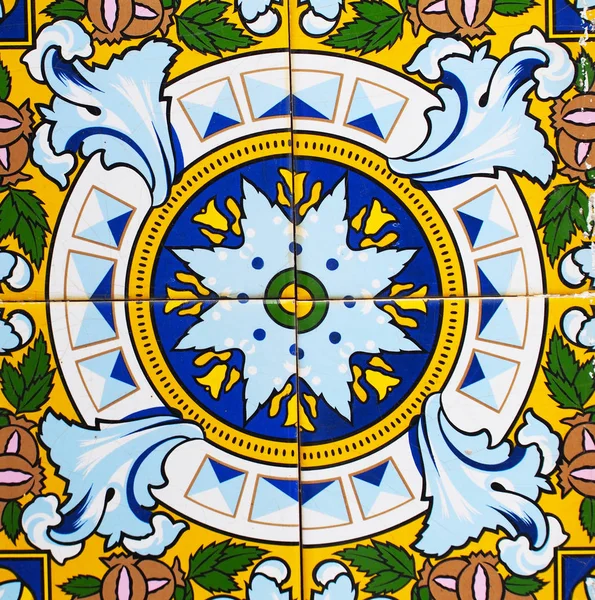 Detalle Los Azulejos Tradicionales Fachada Casa Antigua Baldosas Decorativas Baldosas —  Fotos de Stock