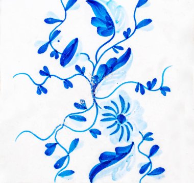 Detay eski evin cephe üzerinden geleneksel çini. Dekoratif karolar. Valensiya geleneksel çini. Çiçek süsleme.