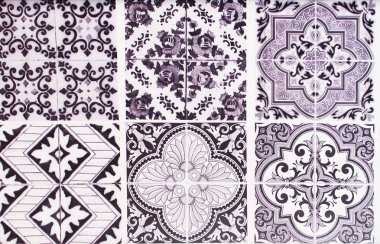 Detay eski evin cephe üzerinden geleneksel çini. Dekoratif karolar. Valensiya geleneksel çini. Çiçek süsleme.