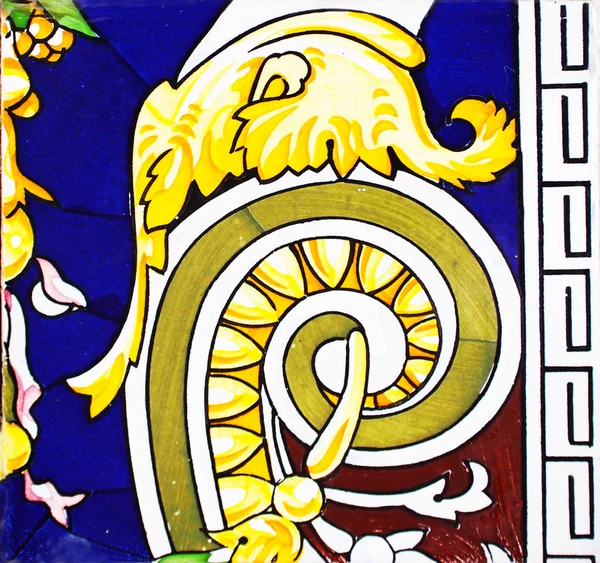 Detalle Los Azulejos Tradicionales Fachada Casa Antigua Baldosas Decorativas Baldosas — Foto de Stock