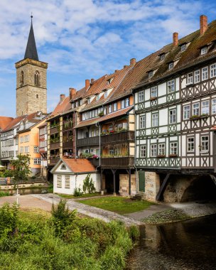 The Merchants' Bridge in Erfurt is the longest bridge in Europe lined with houses and inhabited throughout, and a landmark of the city. The historic stone bridge, with its 32 half-timbered houses