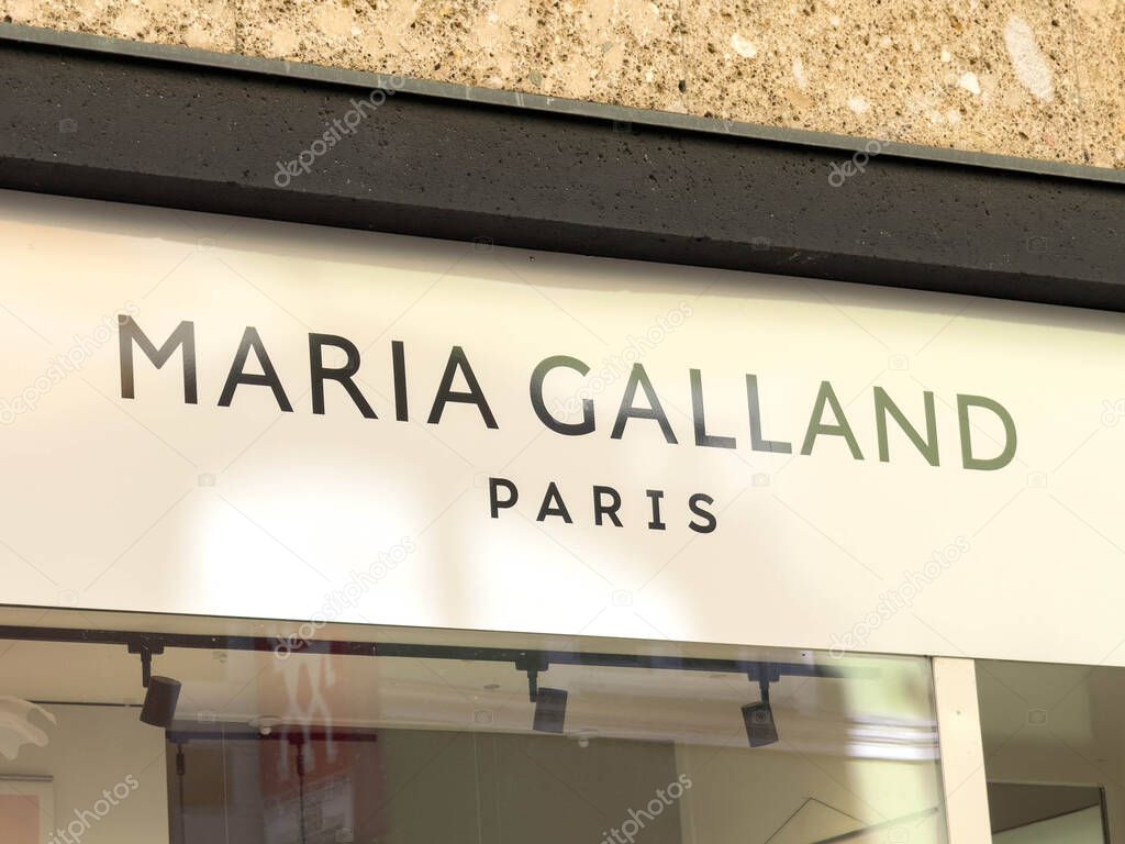 Lienz, Austria - September 18, 2025: Maria Galland Paris sign highlights luxury beauty brand, inviting shoppers to discover skincare and cosmetics in stylish atmosphere