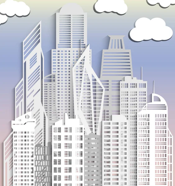 Illustration Cityscape Day Made Paper — Stock Vector