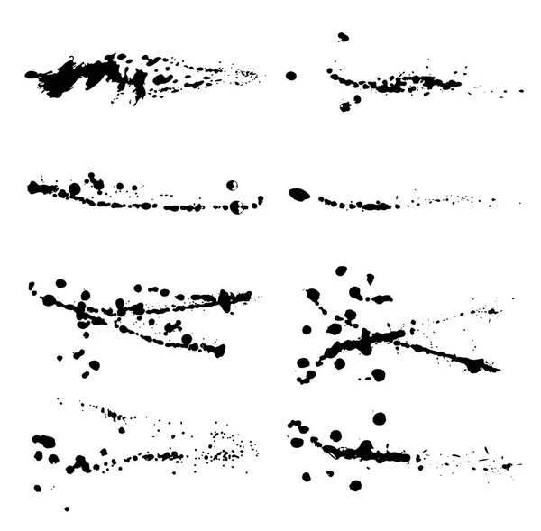 Набор Абстрактных Чернильных Брызг Черного Цвета — стоковый вектор