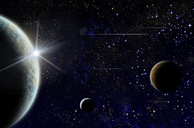 Gezegen üzerinde beyaz gündoğumu veya gün batımı